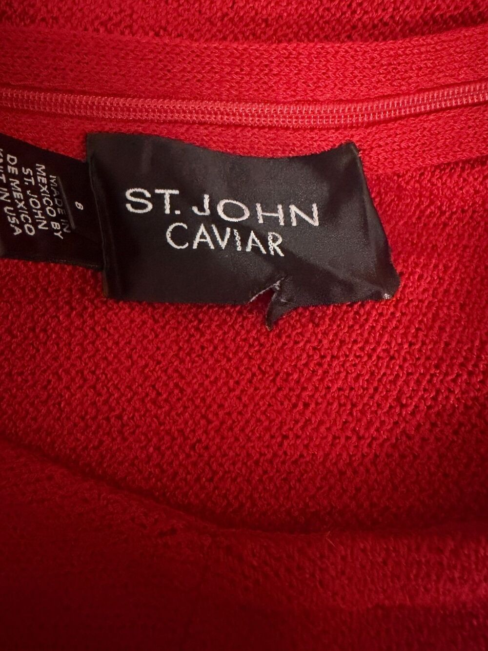 St John Caviar Red Knit Sheath Dress Sleeveless Wool Blend Size 8 USA - Picture 7 of 10